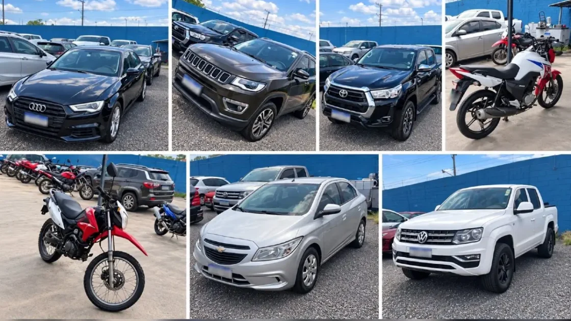 Leilão em Goiás terá quase 500 veículos com motos a partir de R$ 322 e carros por R$ 3 mil; veja como participar